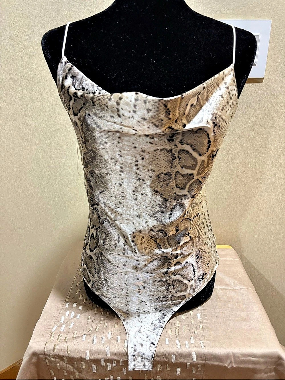 Akira Animal Print Cami / body suit in Brown & White Size Medium